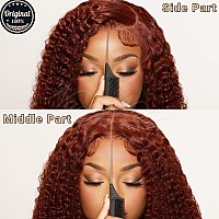 Nadula Put On And Go Glueless Reddish Brown Glueless Curly Wig 6X475 Pre Cut Lace Human Hair Wig Red Brown Hd Lace Closure Colo