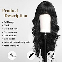 Haircube Black Wig Long Curly Wig With Bangs Natural Appearance Heatresistant Synthetic Wig Suitable For Fashionable Women