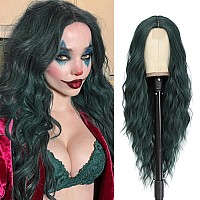 Buppler Cosplay Long Cyan Wig 28 Inch Middle Part Synthetic Wig Realistic Gifts Party Wigs For Women Daily Use Colorful Wigs Cy