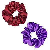 Sufermoe 12 Pcs Satin Silk Hair Scrunchies 12 Assorted Red And Purple 45 Inch Hair Ties For Women And Girls Hair Accessories