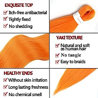 Orange Braiding Hair Pre Stretched 26Inch 3 Packs Braiding Hair Extensions Synthetic Crochet Braids Hot Water Setting Professio