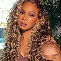 Klaiyi Wear And Go Glueless Wigs Human Hair Pre Plucked Honey Blonde Highlight Water Wave Wigs 6X475 Hd Pre Cut Lace Closure Wi