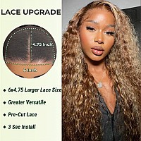 Klaiyi Wear And Go Glueless Wigs Human Hair Pre Plucked Honey Blonde Highlight Water Wave Wigs 6X475 Hd Pre Cut Lace Closure Wi