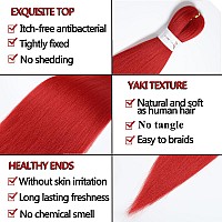 Red Braiding Hair Pre Stretched 26Inch 3 Packs Braiding Hair Extensions Synthetic Crochet Braids Hot Water Setting Professional