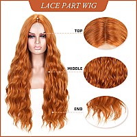 Fave Long Ginger Wig Middle Part Ginger Orange Wig 28Inch Wavy Wigs For Women Natural Curly Wigs For White Women Synthetic Wig F