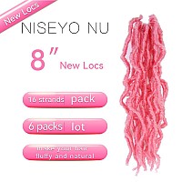 8 Inch Soft Locs Crochet Hair 6 Packs Short Straight Prelooped New Faux Locs Crochet Hair Pink