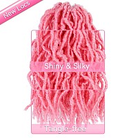 8 Inch Soft Locs Crochet Hair 6 Packs Short Straight Prelooped New Faux Locs Crochet Hair Pink