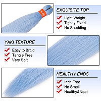 Baby Blue Pre Stretched Braiding Hair 30 Inch Kanekalon Box Braid Hair Extensions 3 Packs Yaki Texture Pre Feathered Braids Hair