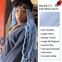 Baby Blue Pre Stretched Braiding Hair 30 Inch Kanekalon Box Braid Hair Extensions 3 Packs Yaki Texture Pre Feathered Braids Hair