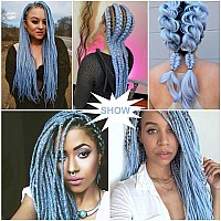 Baby Blue Pre Stretched Braiding Hair 30 Inch Kanekalon Box Braid Hair Extensions 3 Packs Yaki Texture Pre Feathered Braids Hair