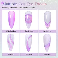 Mizhse Holographic Cat Eye Gel Nail Polish 10Ml Chameleon Glitter Rainbow Cateye Magnetic Nail Polish Gel 9D Magic Shimmer Gal