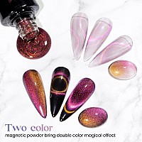 Mizhse Holographic Cat Eye Gel Nail Polish 10Ml Chameleon Glitter Rainbow Cateye Magnetic Nail Polish Gel 9D Magic Shimmer Gal