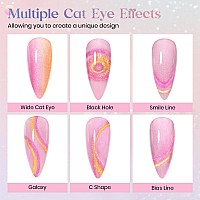 Mizhse Holographic Cat Eye Gel Nail Polish 10Ml Chameleon Glitter Rainbow Cateye Magnetic Nail Polish Gel 9D Magic Shimmer Gal