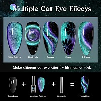 Mizhse Chameleon 9D Cat Eye Gel Polish 10Ml Holographic Galaxy Cateye Magnetic Nail Polish Gel Magic Chameleon Home Salon Mani