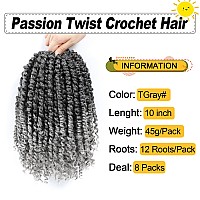 Passion Twist Hair 10 Inch 8 Packs Pre Twisted Passion Twist Crochet Hair For Black Women Pre Looped Passion Twist Curly Croch