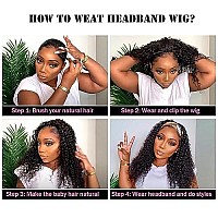 Lauberita Headband Wig Human Hair 26 Inches Deep Wave Headband Wig 100 Human Hair Wigs Curly Wig Glueless Wig Natural Black