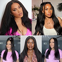 Julia Hair 12A 4C Edges Yaki Straight Bye Bye Knots Glulesss Wig 7X5 Pre Cut Hd Lace Front Human Hair Pre Plucked With Elastic B