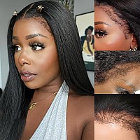 Julia Hair 12A 4C Edges Yaki Straight Bye Bye Knots Glulesss Wig 7X5 Pre Cut Hd Lace Front Human Hair Pre Plucked With Elastic B