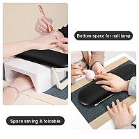 Diesisa Nail Arm Rest Foldable Pu Leather Nail Hand Rest For Nails Tech With Soft Table Mat Soft Hand Rest For Acrylic Nailsn