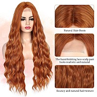 Lady Miranda 28 Inch Long Ginger Wig Synthetic Ginger Wigs Long Wavy Wig Body Wave Wigs For Women Natural Middle Part Wigs For D