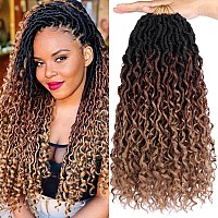 Ruiyok 14 Inch Goddess Locs Crochet Hair 8 Packs Ombre Faux Locs Crochet Hair With Curly Ends Prelooped River Locs Crochet Brai