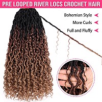 Ruiyok 14 Inch Goddess Locs Crochet Hair 8 Packs Ombre Faux Locs Crochet Hair With Curly Ends Prelooped River Locs Crochet Brai