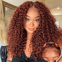 Julia Hair Reddish Brown Wear And Go Glueless Wig Pre Cut Curly Lace Front Wigs Human Hair Pre Plucked For Women 12A 180 Densit