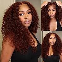 Julia Hair Reddish Brown Wear And Go Glueless Wig Pre Cut Curly Lace Front Wigs Human Hair Pre Plucked For Women 12A 180 Densit