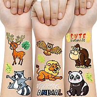 69 Pcs Jungle Temporary Tattoo For Kids Glitter Wildlife World Style Wolf Tiger Lion Panda Owl Snake Fake Tattoos For Birthd