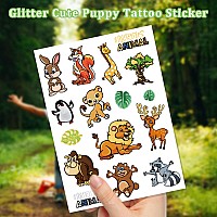 69 Pcs Jungle Temporary Tattoo For Kids Glitter Wildlife World Style Wolf Tiger Lion Panda Owl Snake Fake Tattoos For Birthd