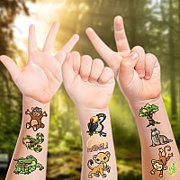 69 Pcs Jungle Temporary Tattoo For Kids Glitter Wildlife World Style Wolf Tiger Lion Panda Owl Snake Fake Tattoos For Birthd