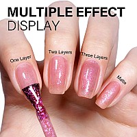 Aillsa Pink Glitter Gel Polish Rose Pink Gel Nail Polish Jelly Iridescent Sparkle Gel Nail Soak Off Uv Led Cured For Manicure Ho