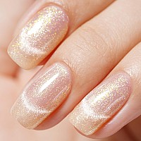 Aillsa Cat Eye Gel Nail Polish Nude Jelly Glitter Gel Polish Iridescent Holographic Nail Polish Gel Shimmer Sparkle Soak Off U V