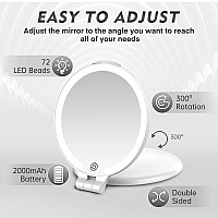 Funtouch 7 Travel Magnifying Mirror With Lights Rechargeable Portable 1X10X Makeup Mirror For Travel Essential For Women