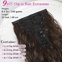 Reecho Hair Extensions 9Pcs Clip In Hair Extensions 24 Thick Long Mini Mermaid Wave Luxurious Lightweight Japanese Technology