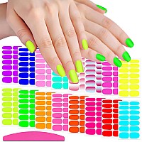 Silpecwee 16 Sheets Fluorescence Nail Wraps For Women Self Adhesive Nail Polish Stickers Nail Polish Strips Stick On Nails Gel N