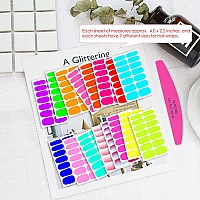 Silpecwee 16 Sheets Fluorescence Nail Wraps For Women Self Adhesive Nail Polish Stickers Nail Polish Strips Stick On Nails Gel N