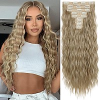 Reecho Hair Extensions 9Pcs Clip In Hair Extensions 24 Thick Long Mini Mermaid Wave Luxurious Lightweight Japanese Technology