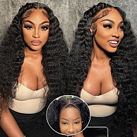 Jenniferita 30 Inch Wear And Go Glueless Wigs Human Hair Pre Plucked Pre Cut Lace No Glue Curly Wave Lace Front Wig Human Hair 2