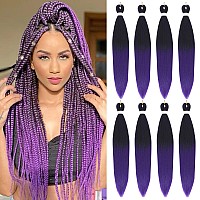 Braiding Hair Pre Stretched 8 Packs Prestretched Braiding Hair 20 Inch Ombre Braiding Hair Itch Free 1Bpurple Yaki Synthetic