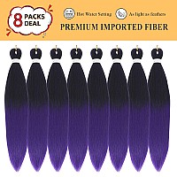 Braiding Hair Pre Stretched 8 Packs Prestretched Braiding Hair 20 Inch Ombre Braiding Hair Itch Free 1Bpurple Yaki Synthetic