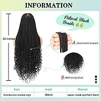 Fecihor 36 Inch 13X8 Hd Lace Front Box Braided Wigs With Boho Curly Ends Knotless Braided Wig For Women Human Hair Blended Braid