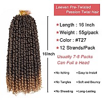 Leeven 16 Inch Pretwisted Passion Twist Hair 8 Packs Ombre Honey Blonde Pre Looped Corchet Braids For Women Bohemian Synthetic H