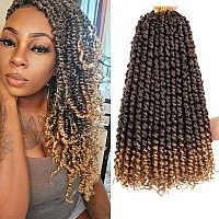 Leeven 14 Inch Pretwisted Passion Twist Hair 8 Packs Ombre Honey Blonde Pre Looped Corchet Twist For Women Short Bohemian Synthe