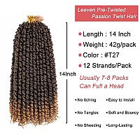 Leeven 14 Inch Pretwisted Passion Twist Hair 8 Packs Ombre Honey Blonde Pre Looped Corchet Twist For Women Short Bohemian Synthe