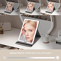 Travel Makeup Mirror With Lights Lighted Travel Mirror With Pu Leather Cover 1500Mah Battery 3Color Light Modes Dimming Led L