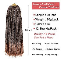 Leeven 20 Inch Pretwisted Passion Twist Hair 8 Packs Ombre Brown Pre Looped Corchet Braids For Women Long Bohemian Synthetic Hai