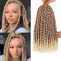 Leeven Ombre Blonde 14 Inch Pretwisted Passion Twist Hair 8 Packs Pre Looped Short Passion Twist Curly Ends Synthetic Bohemian B