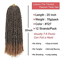 Leeven 20 Inch Pretwisted Passion Twist Hair 8 Packs Ombre Honey Blonde Pre Looped Corchet Braids For Women Long Bohemian Synthe