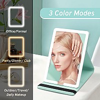 Travel Makeup Mirror With Lights Lighted Travel Mirror With Pu Leather Cover 1500Mah Battery 3Color Light Modes Dimming Led L